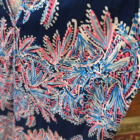 Lilly Pulitzer sleeveless shift with belt. Size XL Navy blue/pink/white - Picture 3 of 4